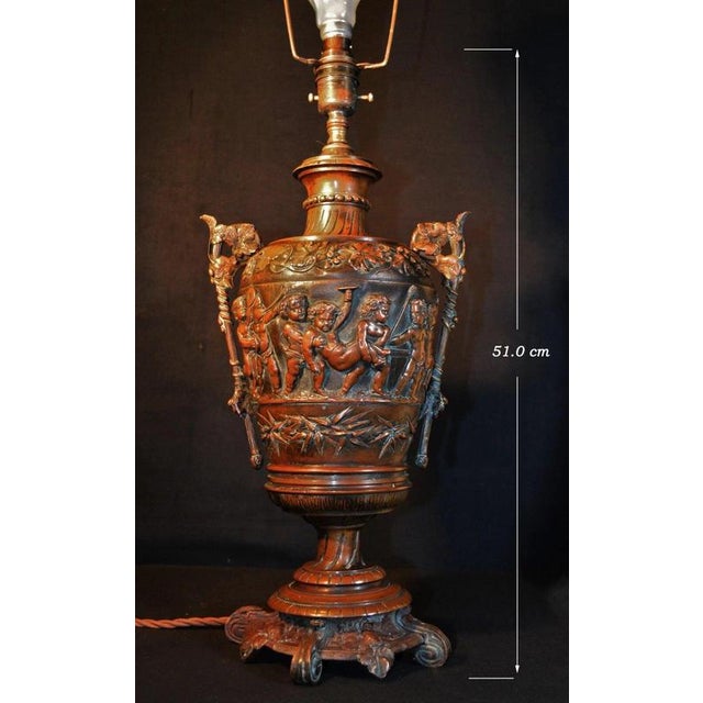 An impressive and highly decorative french napoleon iii bronze table lamp attributed to the celebrated parisian bronzier...