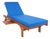 Newport Chaise Lounge Chair with Side Table, Natural/Royal Blue Cushion For Sale