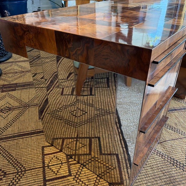 Mid-Century Modern Mid 20th Century Paul Evans Cityscape Patchwork Burl Wood Desk For Sale - Image 3 of 12