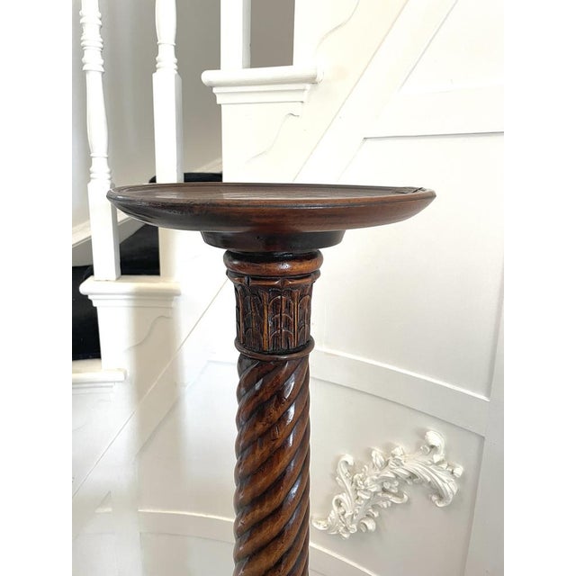 Antique Victorian Torchere in Carved Mahogany, 1880 For Sale - Image 9 of 15