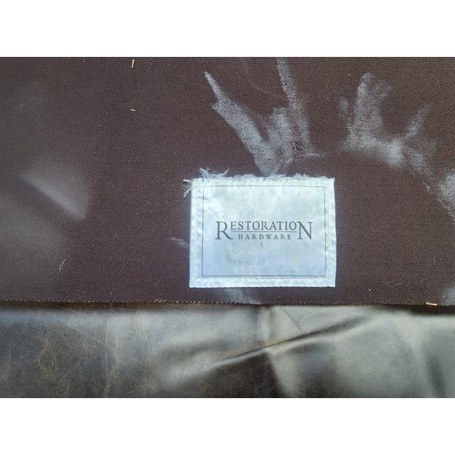 American Vintage Restoration Hardware Leather Sofa For Sale - Image 3 of 12