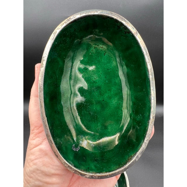 Early 20th Century Antique Hand Fabricated Glass Enamel Cloisonné Oval Multicolored Box Gorgeous For Sale - Image 5 of 12