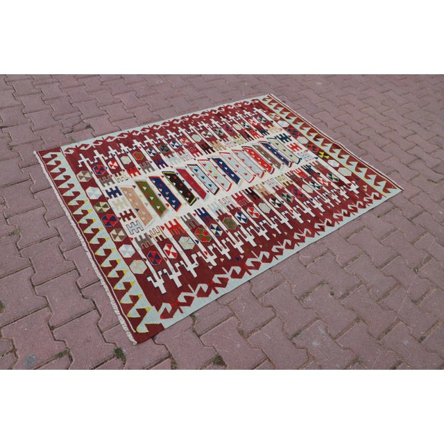 Size: 3.9 x 5.4 ft - 120 x 165 cm - 47 x 65 inches Color: Organic Natural Dye ( Burgundy,Blue,Orange,White ) Material:...