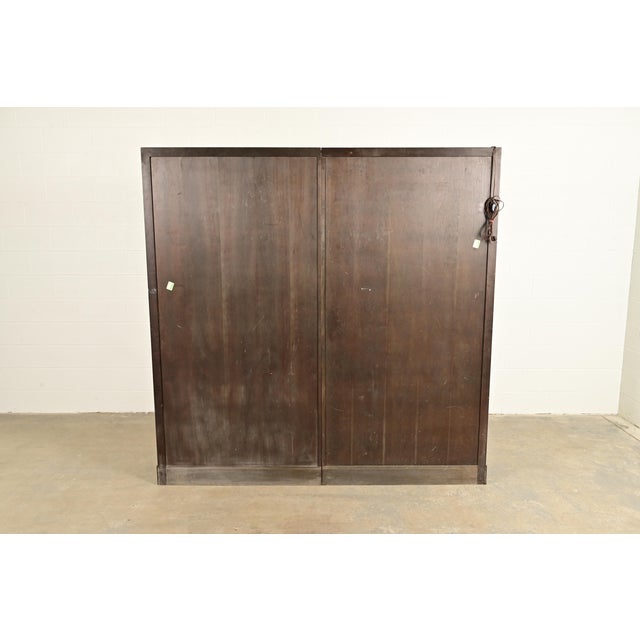 Baker Furniture French Regency Louis XVI Carved Walnut and Parcel Gilt Lighted Breakfront Bookcase Cabinet, Circa 1960s For Sale - Image 13 of 14