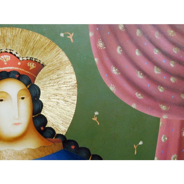 Gold Anton Arkhipov Madonna Christ Original Painting on Canvas Artist Framed Listed For Sale - Image 8 of 11
