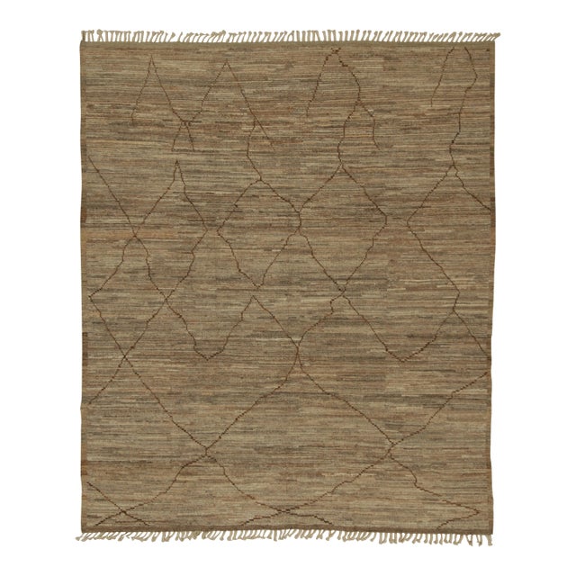 Rug & Kilim’s Modern Rug with Beige-brown Geometric Patterns - 5x8 For Sale