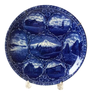 Antique Blue and White Portland Oregon Plate