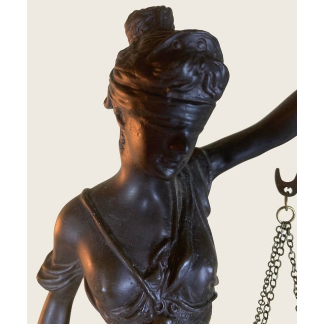 Late 19th Century Original Antique 19th C Blind Lady Justice Bronze Signed A. Mayer For Sale - Image 5 of 11