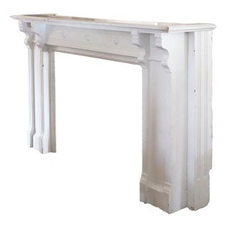 Antique White Painted Victorian Fireplace Mantel For Sale