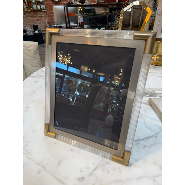 Italian Mid-Century Brass and Lucite Picture Frame, 1970s For Sale In Los Angeles - Image 6 of 7