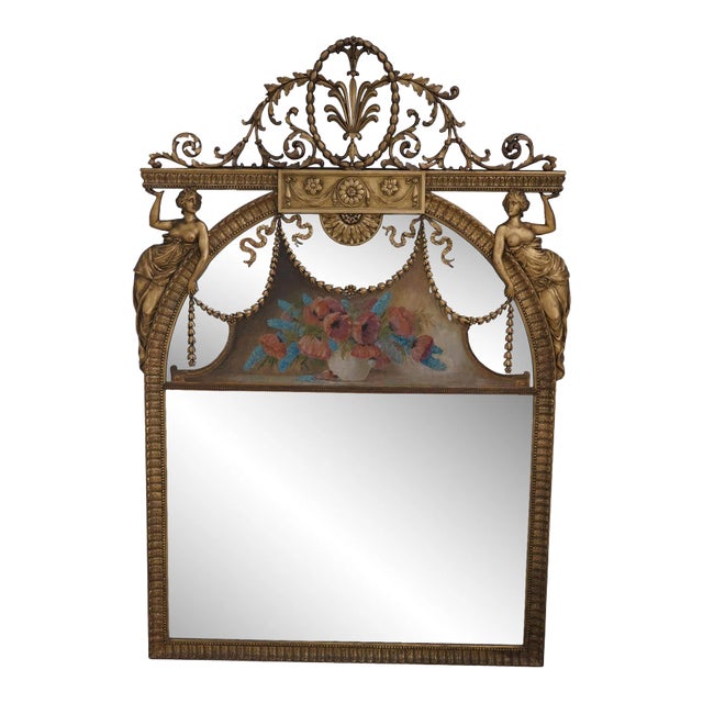Vintage French Style Figural Gold Gilt Mirror For Sale