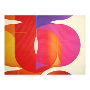 Contemporary Abstract Matte Gel Applied on Fine Art Digital Printed Canvas "Coq De Roche Evêque Coquelicot # Doux Comme Un Agneau" by Jerome Tham