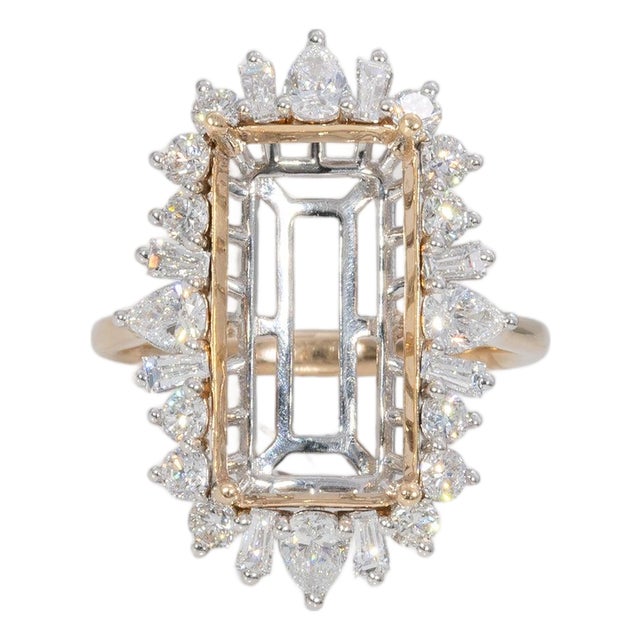 Lab Diamond Semi-Mount Ring With 24 Diamond Accents in Solid 14k Gold, Size 6.75 For Sale