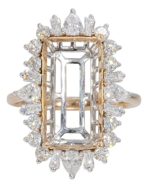Lab Diamond Semi-Mount Ring With 24 Diamond Accents in Solid 14k Gold, Size 6.75