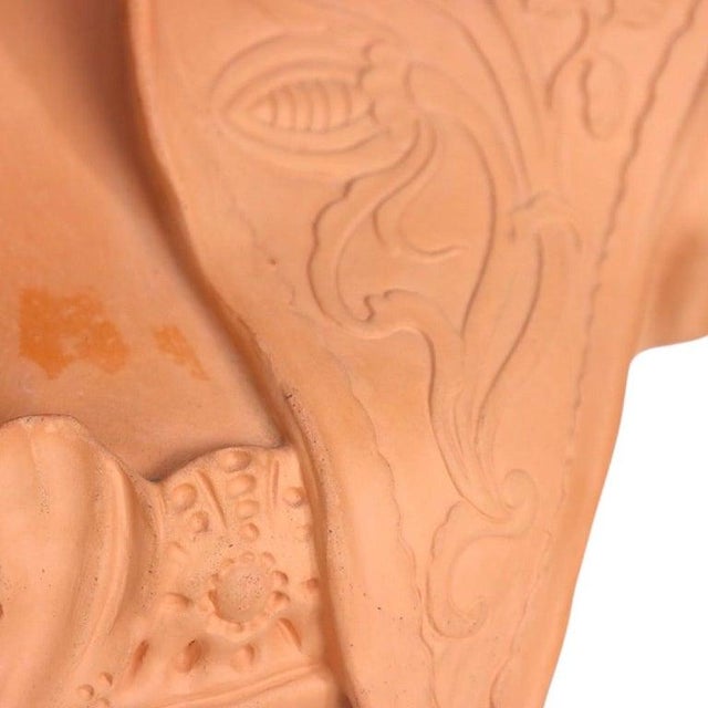 Wood Antique Terra Cotta Bust of a Debutante in Victorian Finery on Wood Plinth C1910 For Sale - Image 7 of 14