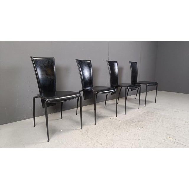 Postmodern Black Dining Chairs from Arper, Italy, 1980s, Set of 4 For Sale - Image 10 of 16