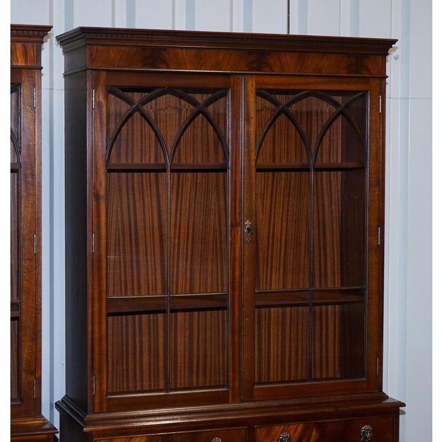 Brown Georgian Display Cabinets with Brass Lion Handles, Set of 2 For Sale - Image 8 of 18