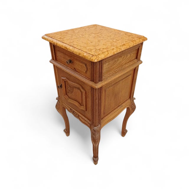 Metal Louis XVI French Nightstand with White Marble Top, 1940s For Sale - Image 7 of 13