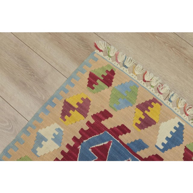 1970s Scandinavian Style Geometric Oushak Kilim Rug For Sale - Image 9 of 11