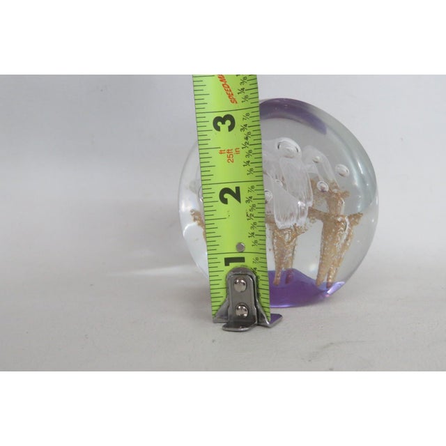 Transparent Large Round Art Glass Paper Weight Trumpet Flower Controlled Bubble Design 5160b For Sale - Image 8 of 12