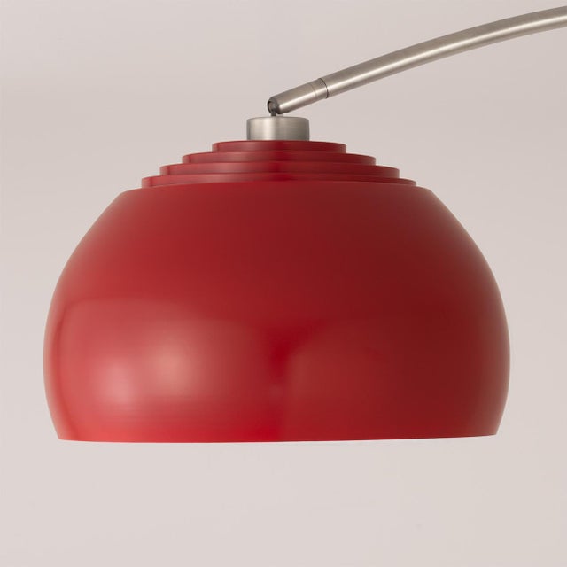 Nova Morelli 1960s Half Dome Wall Sconce by Nova of California - Modern Arc Wall Lamp, Crimson Red Steel Shade, Satin Nickel, Dimmable For Sale - Image 4 of 7