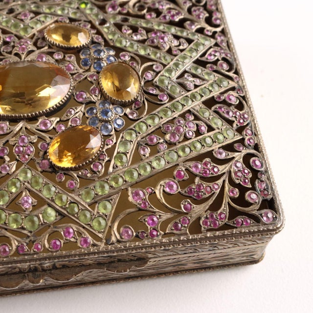 Silver and Glass Stone Box For Sale - Image 5 of 12