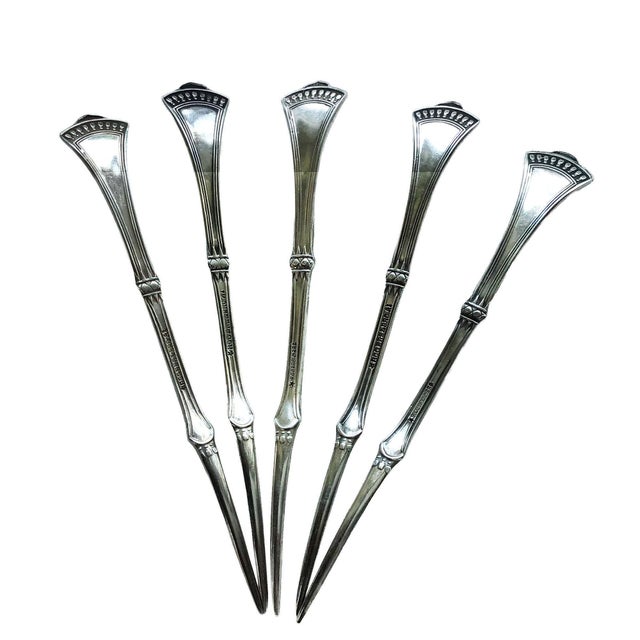 Vintage Rogers & Bro Beaux Art Silver Plate Lobster and Shellfish Picks. - Set of 5 For Sale - Image 4 of 9