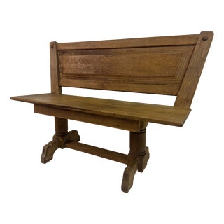 Vintage Belgian Oak Bench by De Puydt, 1960s For Sale