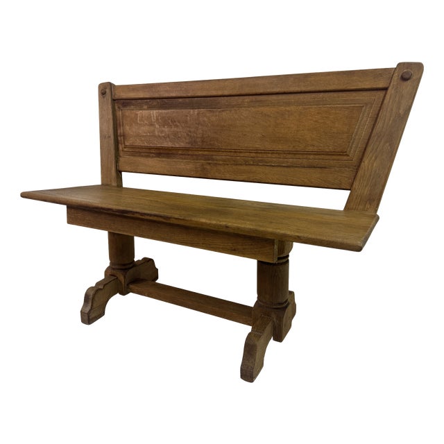 Vintage Belgian Oak Bench by De Puydt, 1960s For Sale