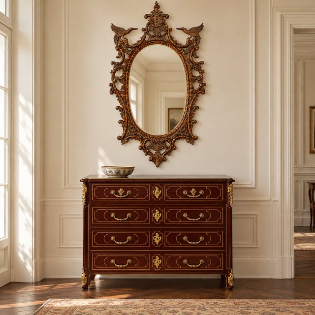Gold LaBarge Chinese Chippendale Style Gilded Faux Tortoise Mirror - 74 Inches For Sale - Image 8 of 10