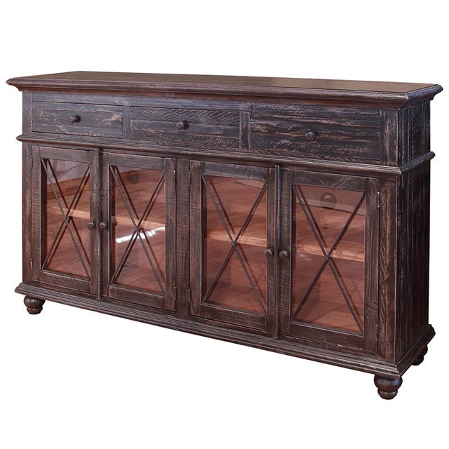 Wood Greenview Charcoal Console Cabinet - 71" For Sale - Image 7 of 7