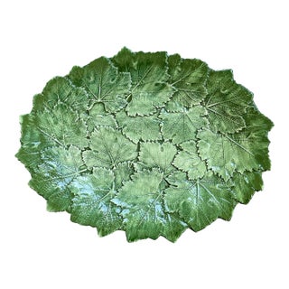 Late 20th Century Italian Layered Leaf Ceramic Oval Platter For Sale