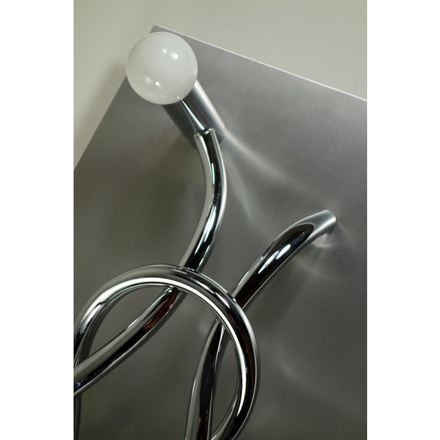 Vintage Missaglia Wall Lamp in Steel by Giacomo Benevelli, 1970s For Sale - Image 6 of 14