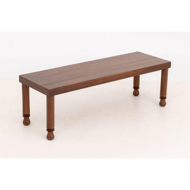 Wood Modern Glass-Topped Walnut Coffee Table For Sale - Image 7 of 8