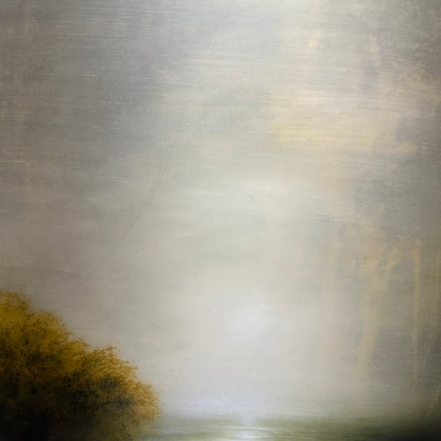 Hiro Yokose Landscape Painting Oil Wax Encaustic Signed Dated 2001 #3448 19 X 19 For Sale - Image 14 of 18