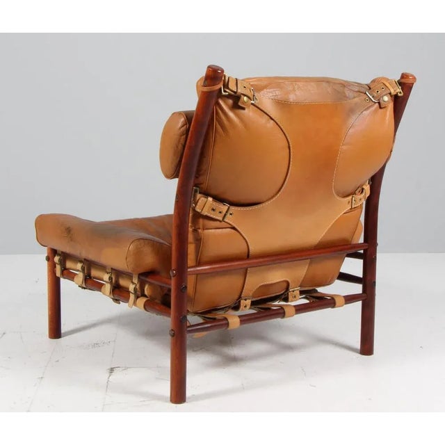 Wood Inca Lounge Chair in Original Leather attributed to Arne Norell, 1970s For Sale - Image 7 of 9