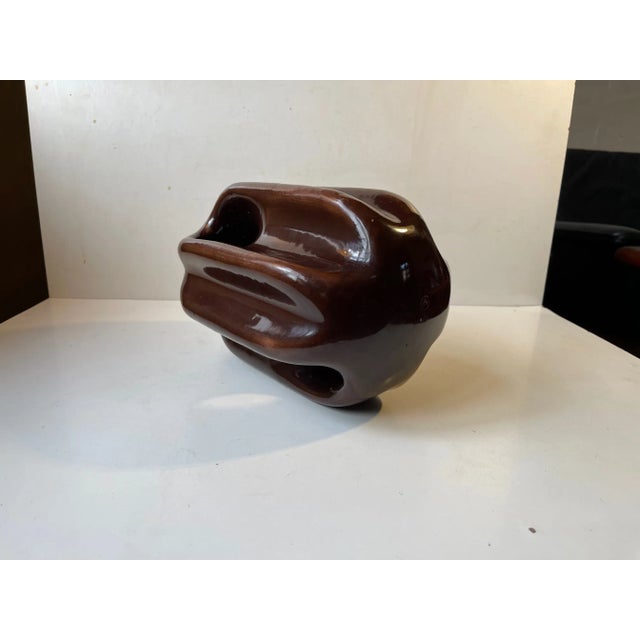 Vintage Industrial Brown Glaze Porcelain Sculpture For Sale - Image 3 of 10