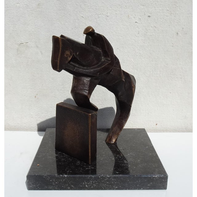 Mid-Century Modern Boud Ceysens, Jumping Horse, 1980s, Bronze & Marble For Sale - Image 3 of 15
