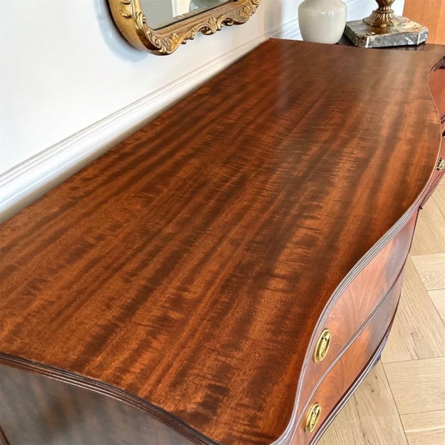 Wood Vintage Federal Flame Mahogany Sheraton Style Server | Sideboard | Statement Entryway Piece For Sale - Image 7 of 11