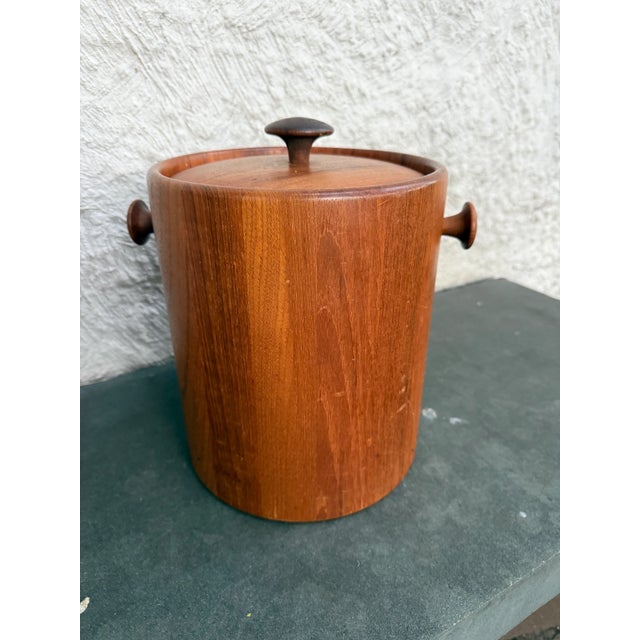 Mid-Century Modern Vintage Digsmed Teak Wood Ice Bucket Mid Century Danish Modern For Sale - Image 3 of 7