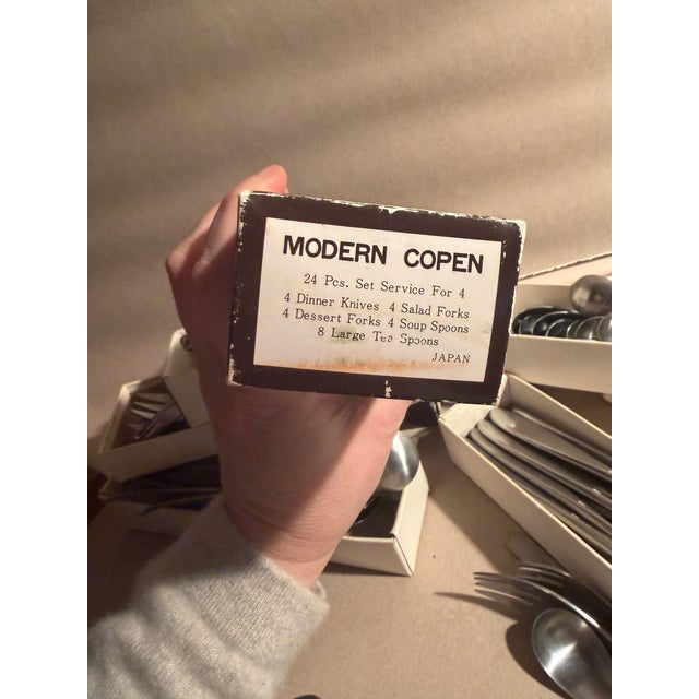 1960s Danish Style Flatware Set Copen by Supreme Japan Service for 14 Plus For Sale - Image 4 of 7