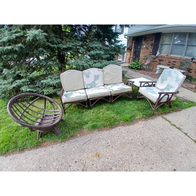 1970s Vintage 1970s 4 Pc Bamboo Patio Set For Sale - Image 5 of 8