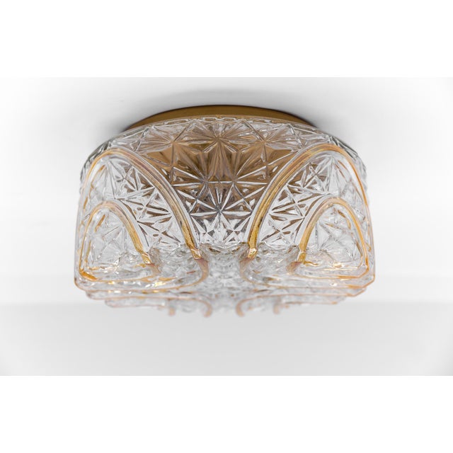 Roiund 3D Amber Glass Flush Mount Lamp by Limburg, Germany, 1960s For Sale - Image 8 of 15
