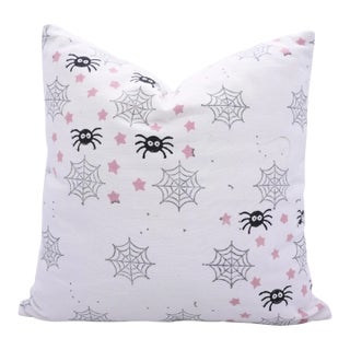 Fabdivine Spider Web Handmade Block Print Pillow Cover for Halloween Decor Size 22x22 For Sale