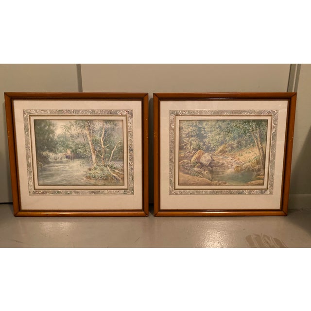 Carroll Colby Child Listed Artist Wooded Landscape Watercolors - a Pair For Sale - Image 12 of 13