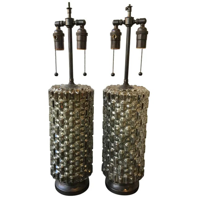 1970s Textured Mercury Glass Lamps - A Pair For Sale - Image 9 of 9