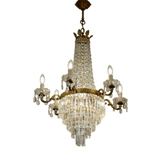 Empire-Style Chandelier in Cut Crystal, Italy, 1950s For Sale