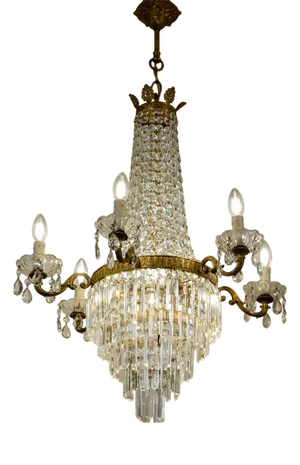 Empire-Style Chandelier in Cut Crystal, Italy, 1950s