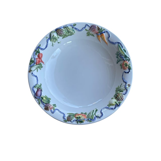 Vintage Italian Majorca ceramic serving bowls/platters, made in Italy. Platter has hand-painted embossed vegetables on the...