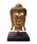 Handcrafted Gold Wood Serene Peaceful Buddha Head On Stand For Sale